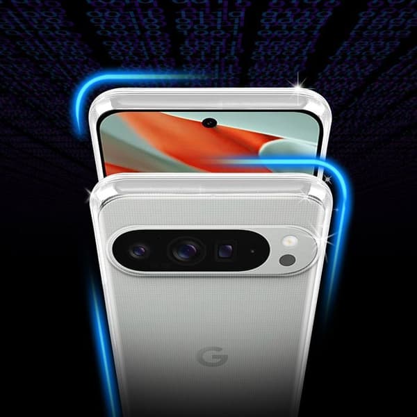 Transparent stötsäker silikonfodral för Google Pixel 9 PRO XL Vit
