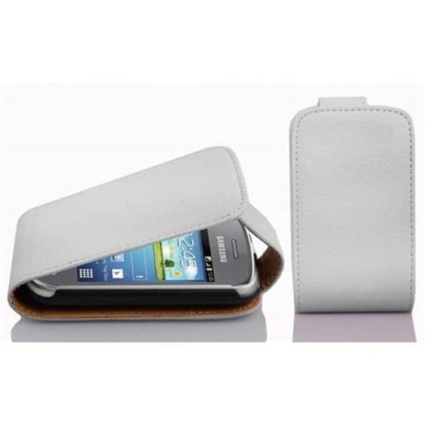 Cadorabo Fodral Samsung Galaxy POCKET NEO DESIGN FLIP Style Fodral Fodral Fodral konstläder Struktur VIT ALABASTER