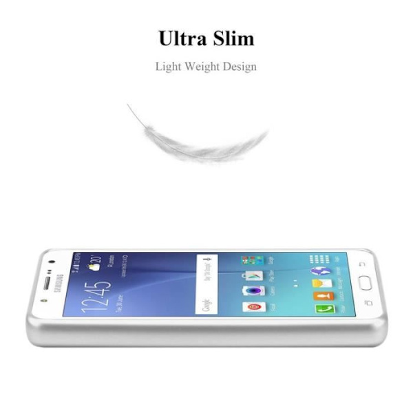 Cadorabo Fodral fungerar med Samsung Galaxy J7 2015 i METALLISKT SILVER - Stötsäkert och reptåligt TPU silikonskydd - Ultra