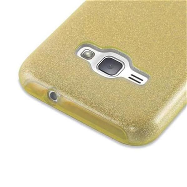 Skyddsfodral för Samsung Galaxy J1 2016 GULDSTJÄRNE Damm Glittrande Glitter Gul