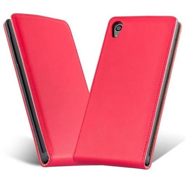 Cadorabo Coque Sony Xperia Z5 DESIGN FLIP Stil Etui Housse i Slätt Konstläder RÖD KIRSCH