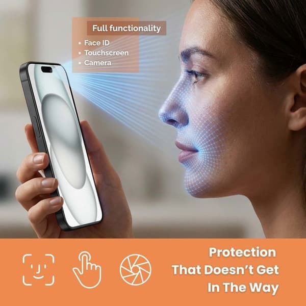 Härdat glas för iPhone 15 PLUS Skärmskydd Vit