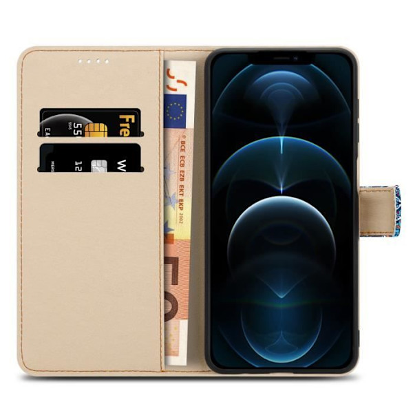 Coque - CADORABO - iPhone 12 PRO MAX - Mandala Blå - Similläder - Magnetstängning Blå