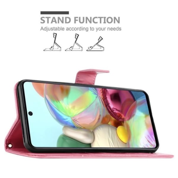 Fodral till Samsung Galaxy A71 - CADORABO - Blommönster - Imiterat läder - Stativfunktion - 3 kortplatser Rosa