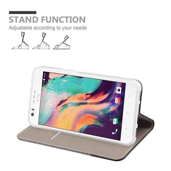 HTC Desire 10 LIFESTYLE Fodral - Desire 825 i SVART GRÅ från Cadorabo (TYG-LEATHERETTE Design) Fullt skyddsfodral med Mörkgrå