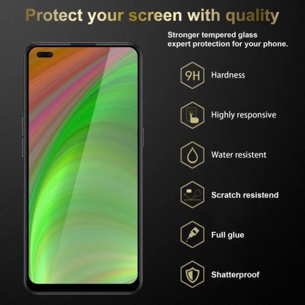 Cadorabo 3x helskärmsskydd för Oppo Reno4 i TRANSPARENT med SVART härdat härdat skärmskydd