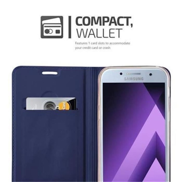 Samsung Galaxy A5 2017 (7) Fodral i KLASSIG MÖRKBLÅT från Cadorabo (METALLIC MATT Design) Fullt skyddsfodral med Flip Flip Mörkblå