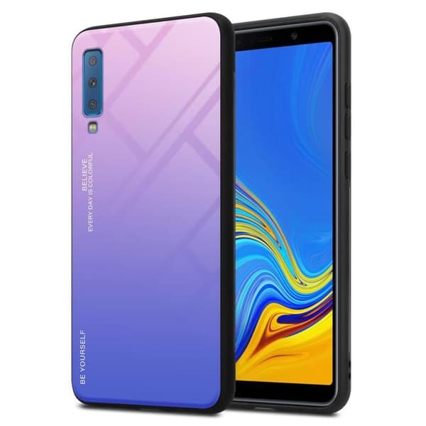 Fodral för Samsung Galaxy A7 2018 i ROSA - BLÅ Stötsäker Bicolor design Svart