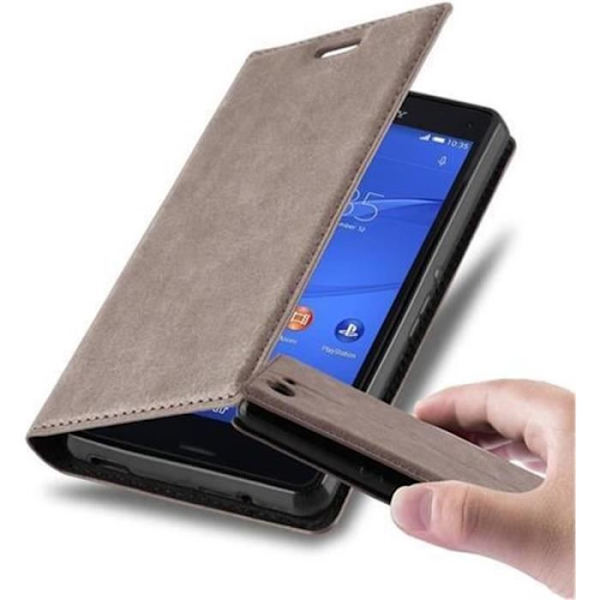 Cadorabo Sony Xperia Z3 KOMPAKT KAFFEBRUNT Fodral Osynlig MAGNETISK STÄNGNING Fodral Skydd Stöder Stand Card Slot
