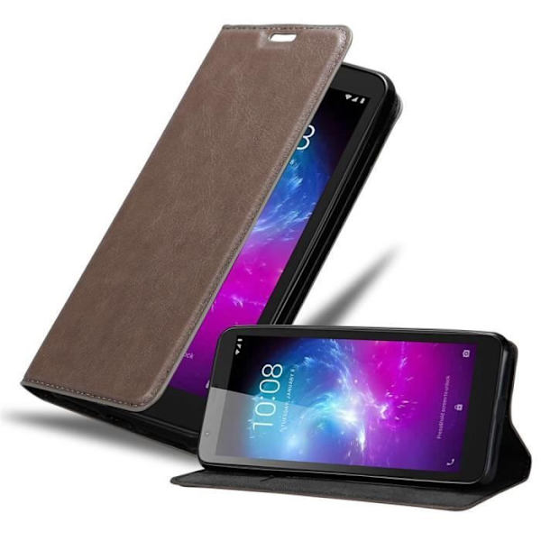 Fodral - CADORABO - ZTE Blade A3 2019 - Kaffebrun - Ultratunn - Magnetisk stängning - Stativfunktion KAFFEBRUNT