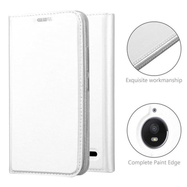 Flip-fodral för Motorola MOTO E4 i CLASSY SILVER Plånbok Stötsäker Grå
