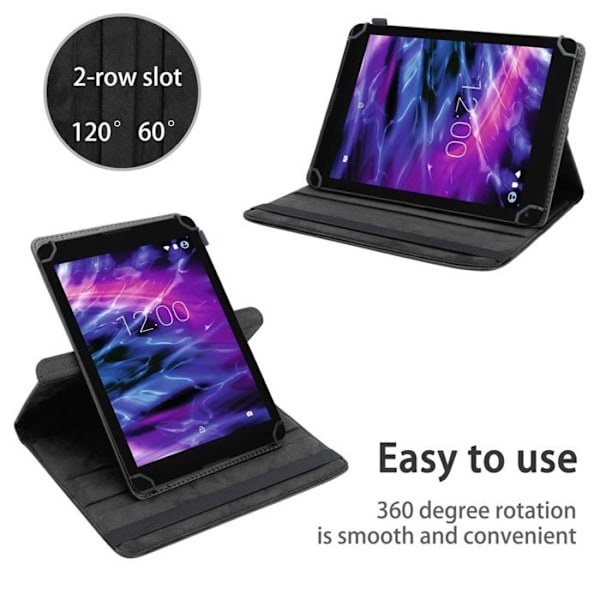 Coque för Medion LifeTab P8513 Etui i SVART Hölster Case Skydd 360 grader konstläder Plånbok Wallet Svart