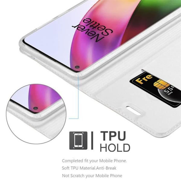 Fodral till Oneplus 8 - CADORABO - Grå - Skydd med magnetisk stängning - Fodral med kortfack Grå