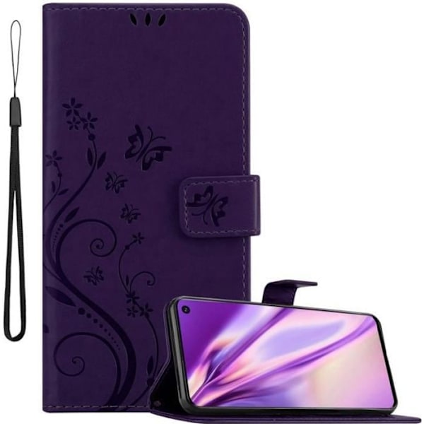 Fodral till Samsung Galaxy S10 5G - CADORABO - Lila - Imiterat läder - Blommönster - Stativfunktion Lila