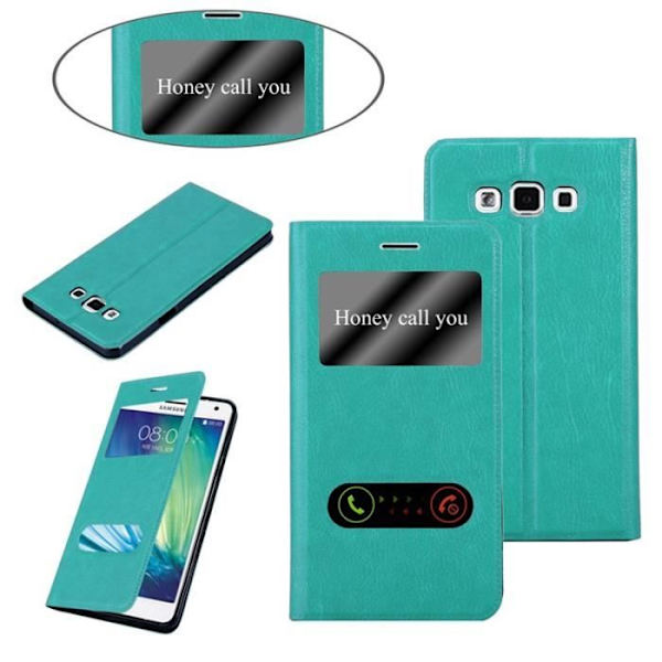 Cadorabo Fodral Samsung Galaxy A7 2015 5 VIEW Två Windows Fodral Fodral Magnetlås Stöder Stand Card Slot TURKOS