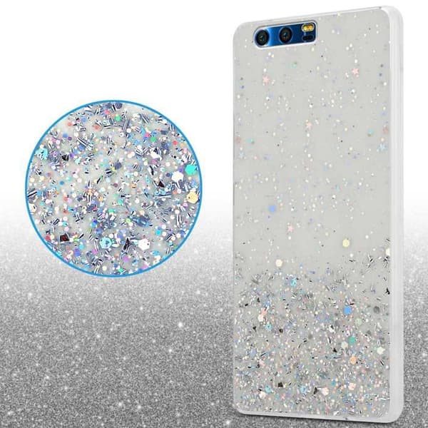 Transparent skal för Honor 9 med glitter, skyddande design med glittrande effekt Vit