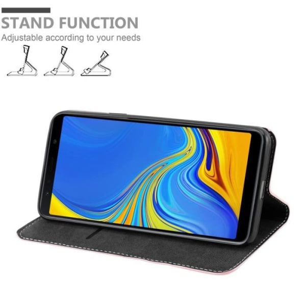 Coque - CADORABO - Samsung Galaxy A7 2018 - Bicolor konstläder - Magnetisk stängning - Ställfunktion Svart ros