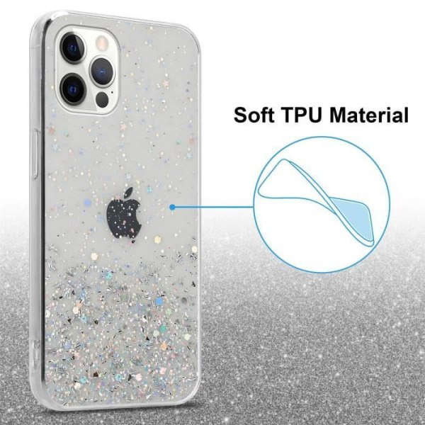 Fodral för Apple iPhone 12 PRO MAX Genomskinligt fodral med glitterfodral Skyddande silikon TPU Glitter paljetter