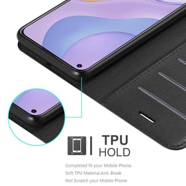 Fodral - CADORABO - Huawei Nova 7 5G - Läderimitation - Stativfunktion - 3 fack Svart