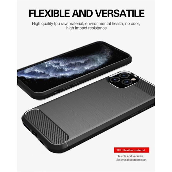 Fodral till Apple iPhone 11 PRO MAX i BORSTAD SVART Cadorabo Cover Skydd i flexibel TPU silikon kol rostfritt stål