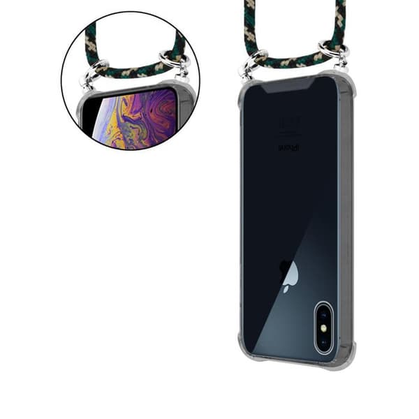 iPhone XS MAX fodral med kamouflage och justerbar rem brun
