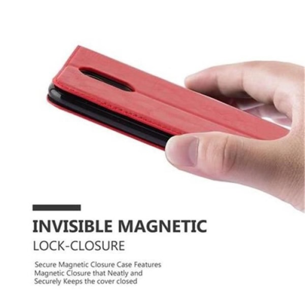 LG K4 2017 fodral i APPLE RED från Cadorabo (INVISIBLE MAGNETIC CLOSURE Design) Helt skyddande fodral med flip flik