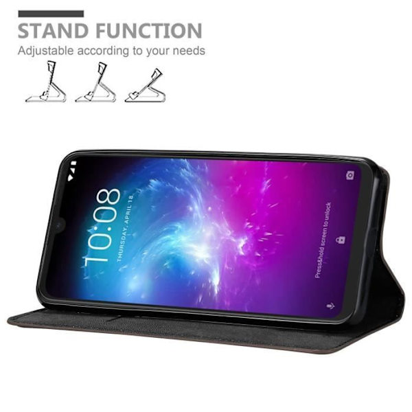 Telefonfodral - CADORABO - ZTE Blade A7 2019 - Kaffe brun - Mjuk - Magnetisk stängning kaffe brunt