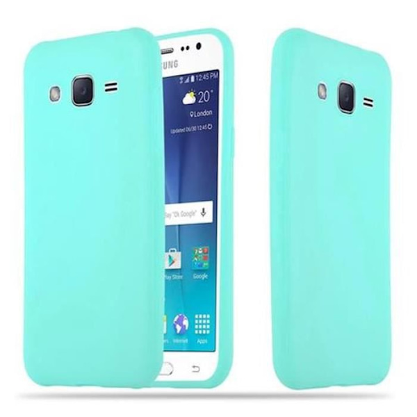 Samsung Galaxy J2 2015 (5) Fodral CANDY BLUE Cadorabo DESIGN CANDY TPU Silikonskydd Fodral Skal Ultra Slim Bumper