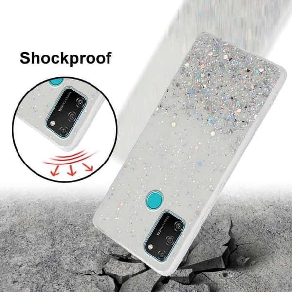 Transparent skal för Honor 9A med glitter, skyddande glittrande design Vit