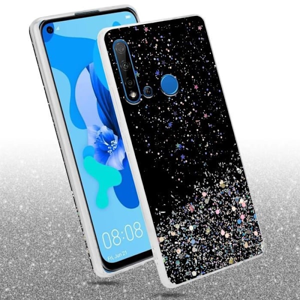 Coque - CADORABO - Huawei NOVA 5i / P20 LITE 2019 - Svart - Glitter - Skydd i silikon TPU Svart