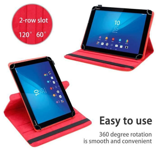 Tablettfodral - CADORABO - Sony Xperia Tablet Z4 - Röd - Läderimitation - 360 grader Röd