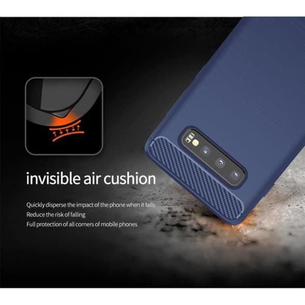 Skyddsfodral för Samsung Galaxy S10 4G BORSTAD BLÅ Kolfiberdesign Blå