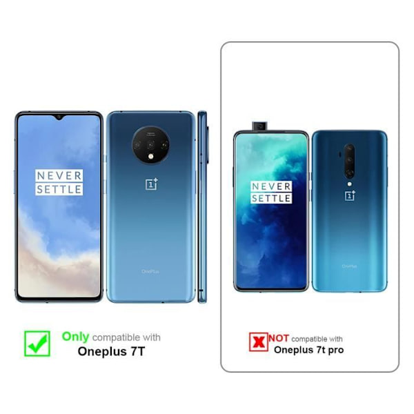 Helskärmsskydd för OnePlus 7T - CADORABO - Härdat härdat glas - Reptålig Transparent med svart