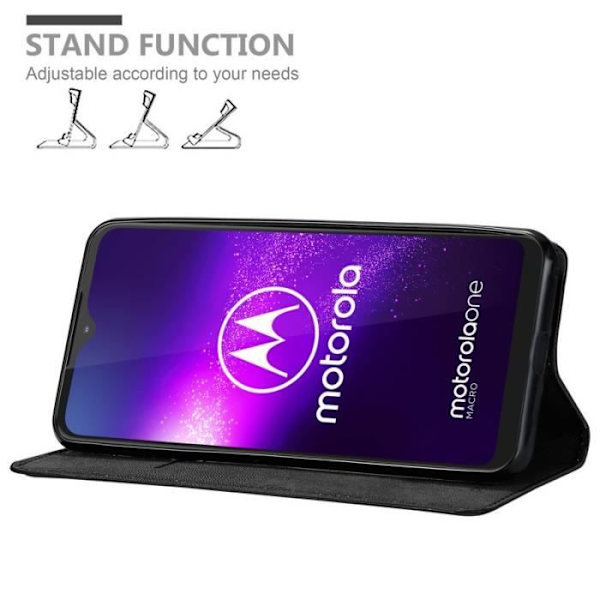 Étui - CADORABO - MOTO G8 PLUS - Syntetiskt läder Svart - Magnetisk stängning - Ställfunktion Svart
