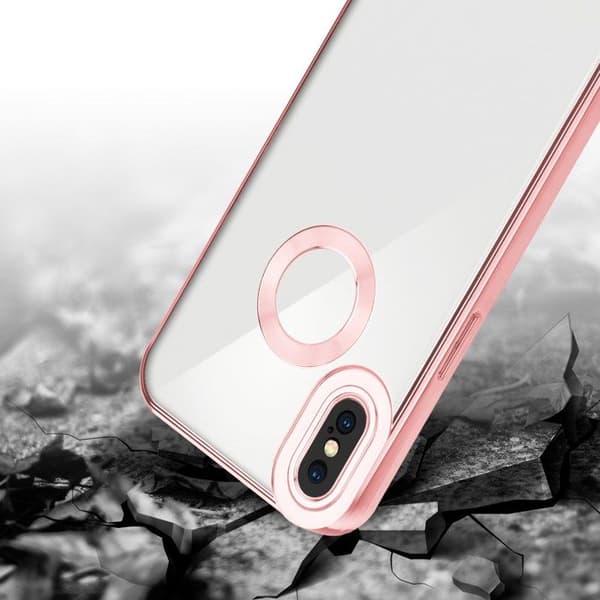 Transparent iPhone XS MAX-fodral - Rosa Stötsäker Chrome Design Vit