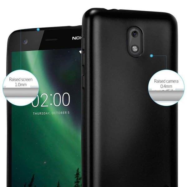 Skyddsskal för Nokia 2 2017 Skyddsskal i MATTSVART METALLIC-design Svart