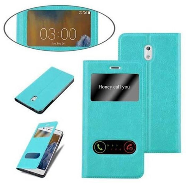 Nokia 3-fodral i MINT TURQUOISE från Cadorabo (Design VIEW) Helt skyddsfodral med flip flik, horisontellt stativ och