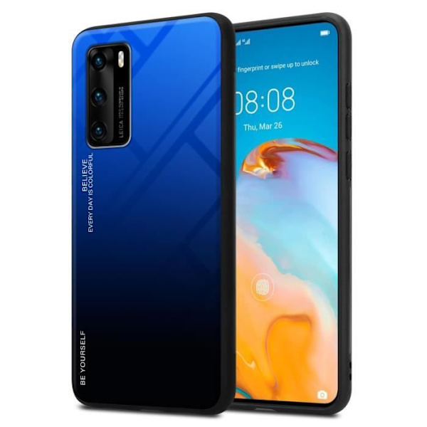 Fodral till Huawei P40 Skal i BLÅTT - SVART Fodral Skyddsskydd tvåfärgad TPU MÖRKBLÅ