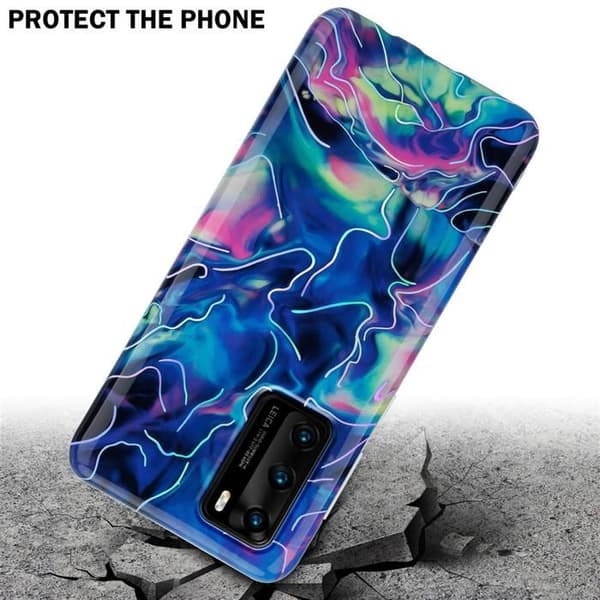 Mobilskal för Huawei P40 i Blå Rosa Marmor Nr. 17 Skyddsetui Blå
