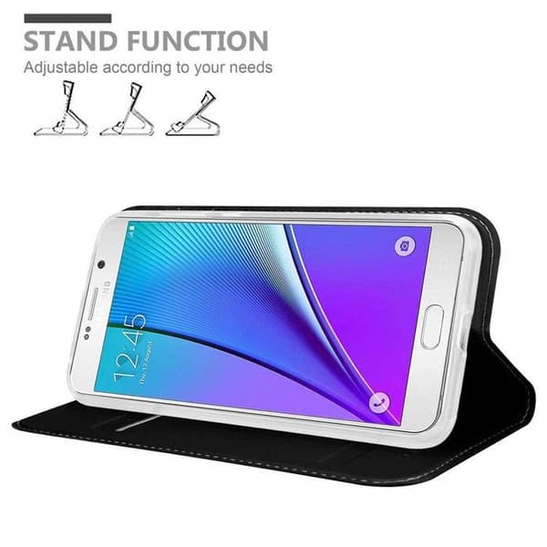 Flipfodral för Samsung Galaxy NOTE 5 Klassisk svart plånbok Stötsäker Svart
