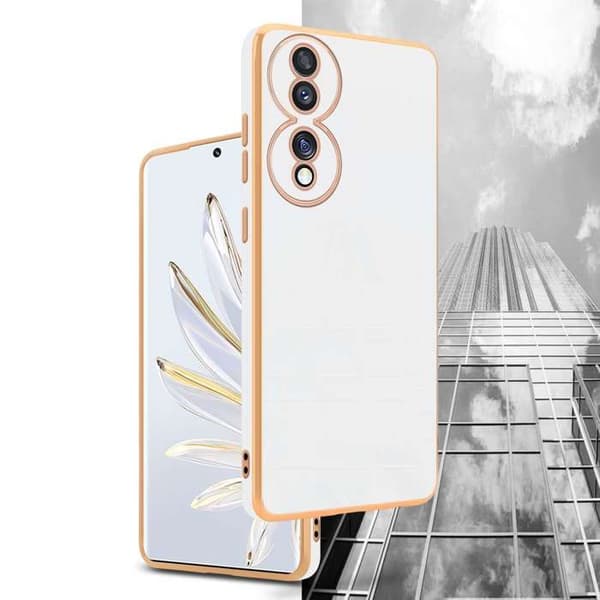 Fodral för Honor 70 Glansig Vit - Guld med skydd för kamera Vit
