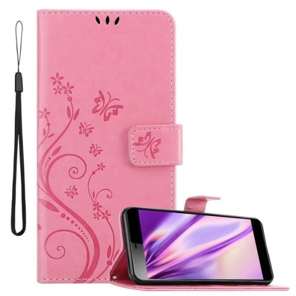 Coque för Sony Xperia L3 - CADORABO - Rosaflora - Syntetläder - Ställfunktion - Platser för kort Rosa blommig