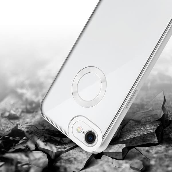 Transparent skal för iPhone 7 / 7S / 8 / SE 2020 - Silver Stötskydd Chrome Design Vit