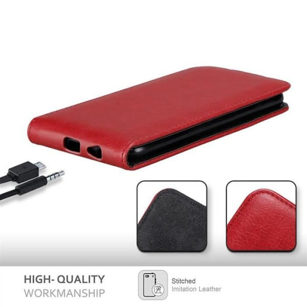 Coque - CADORABO - Samsung Galaxy J4 2018 - Röd - Syntetiskt läder - Magnetstängning Röd