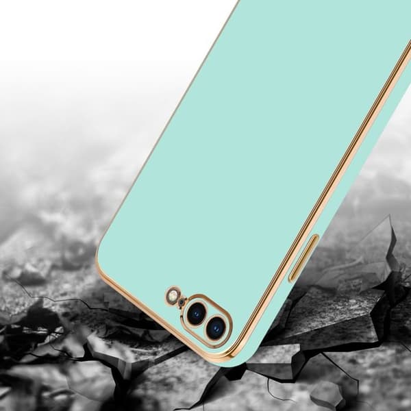 Skal för iPhone 7 PLUS / 7S PLUS / 8 PLUS Glansig Mintgrön - Guld med skydd för kamera Grön