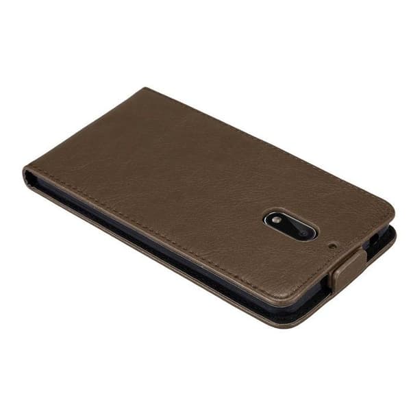 Etui för Nokia 6 2017 Flip Case i MÖRK BRUN Skydd brun