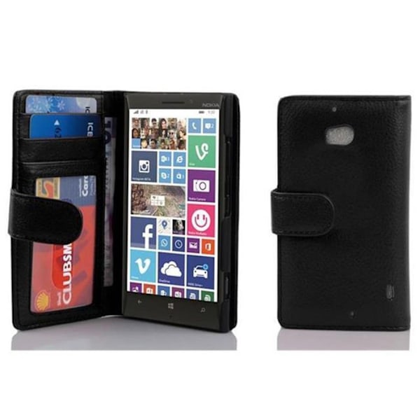 Coque för Nokia Lumia 929 / 930 i RAVEN SVART Cover Skydd med kortfack Svart