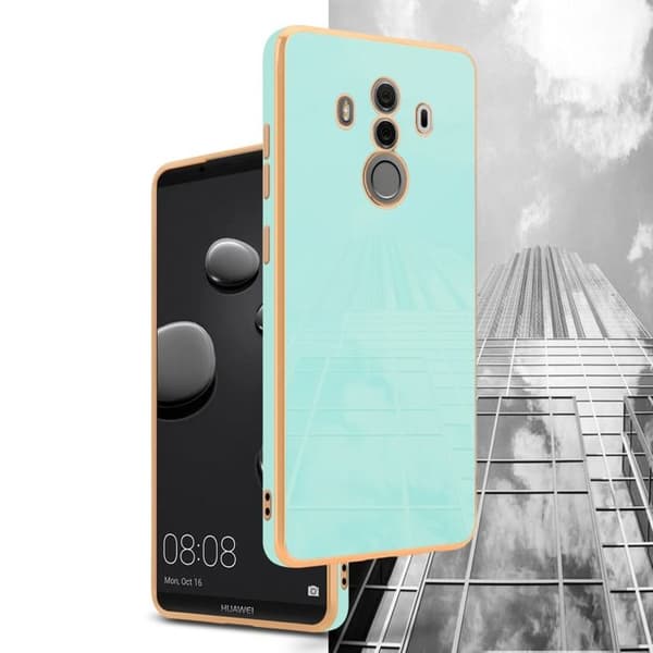 Fodral för Huawei MATE 10 PRO Glansig Mintgrön - Guld med skydd för kamera Grön