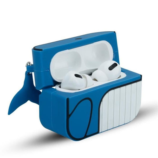 Cadorabo Fodral för Apple AirPod PRO 2 Blue Whale Design Portabelt Silikonhörlursfodral 3D Nyckelring