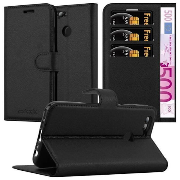 Huawei NOVA 2 Fodral i JET BLACK by Cadorabo Full Protection Fodral med Flip Cover och bekvämt horisontellt stativ i